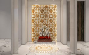 Temple design that has a creative gold texture as background - B